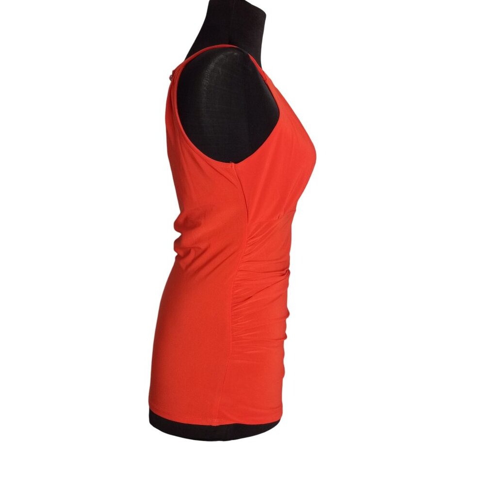 WHBM XS Halter Top Orange Sleeveless Keyhole Embellished Beaded Womens Ruched - Picture 3 of 10
